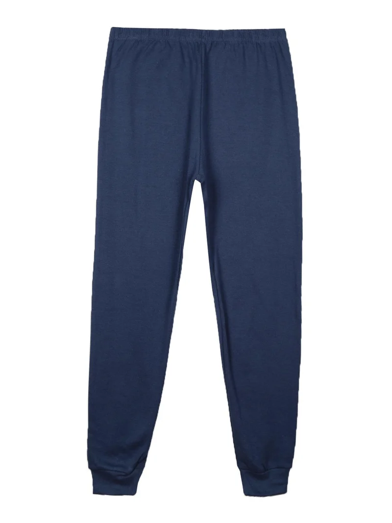 Pigiama lungo bambina con bottoni - blu scuro