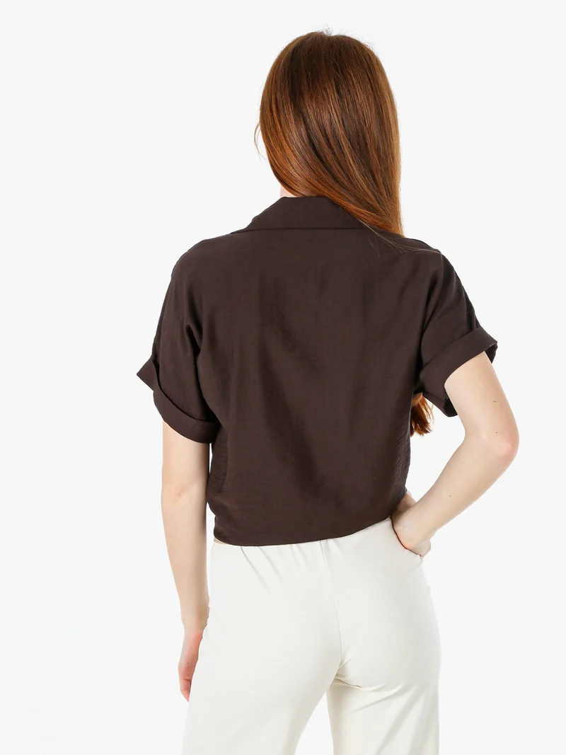 Camicia donna a maniche corte in viscosa - moro