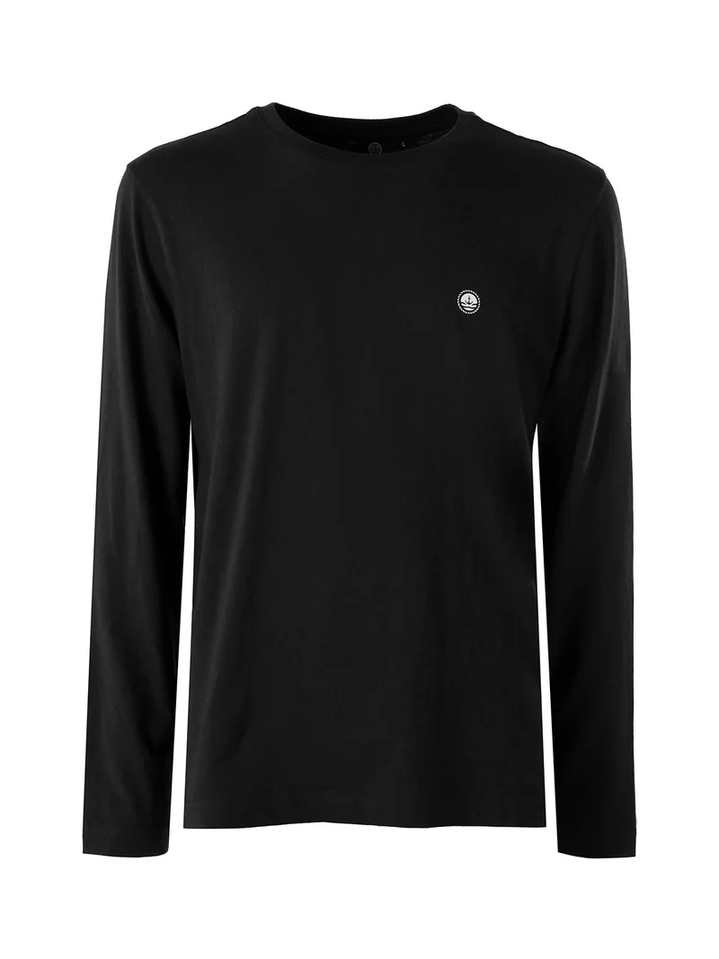 T-shirt da uomo a maniche lunghe in cotone - nero