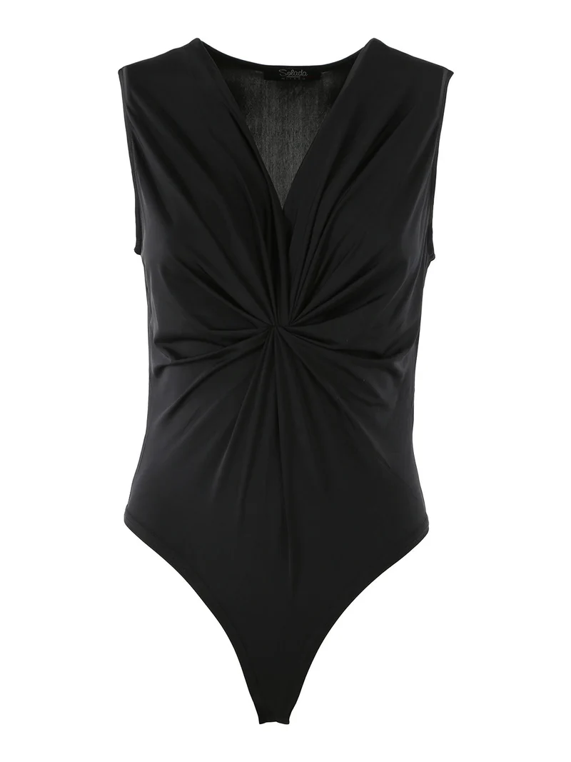 Body donna smanicato con scollo a V - nero