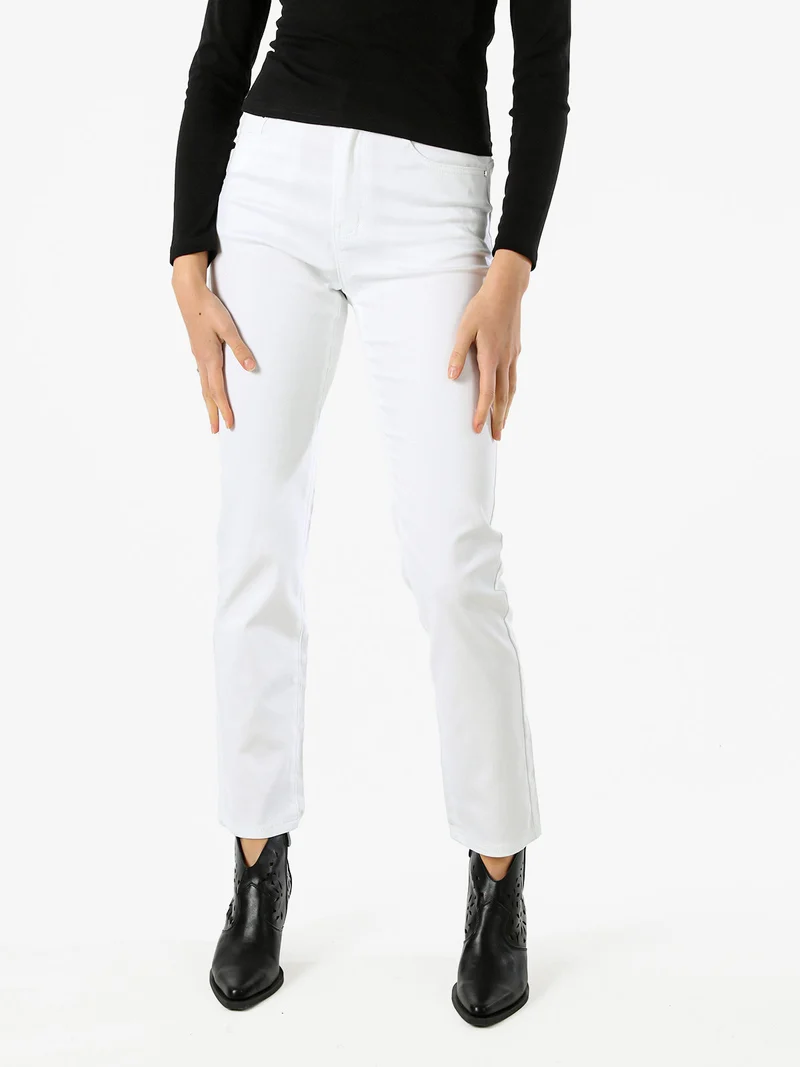 Pantaloni regular da donna - bianco