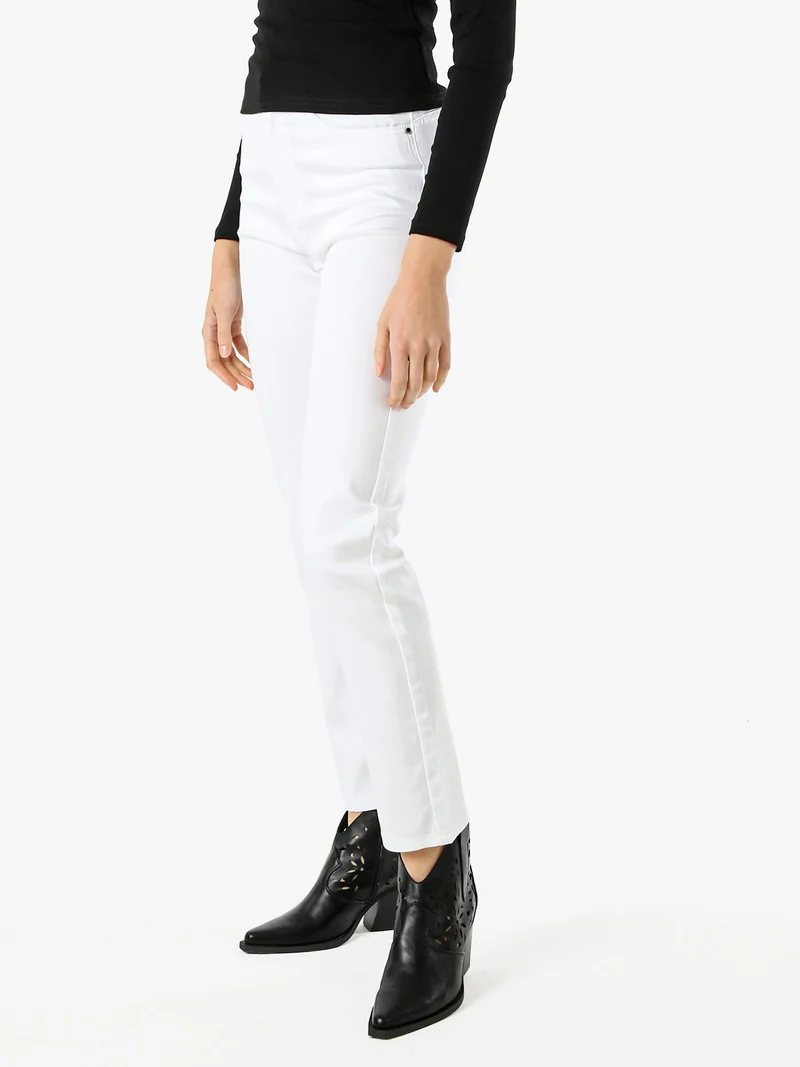 Pantaloni regular da donna - bianco