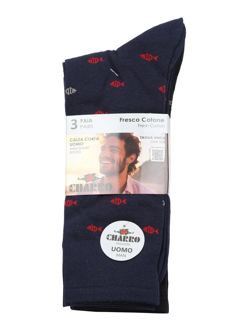 Confezione da 3 paia di calze corte da uomo in cotone - nero