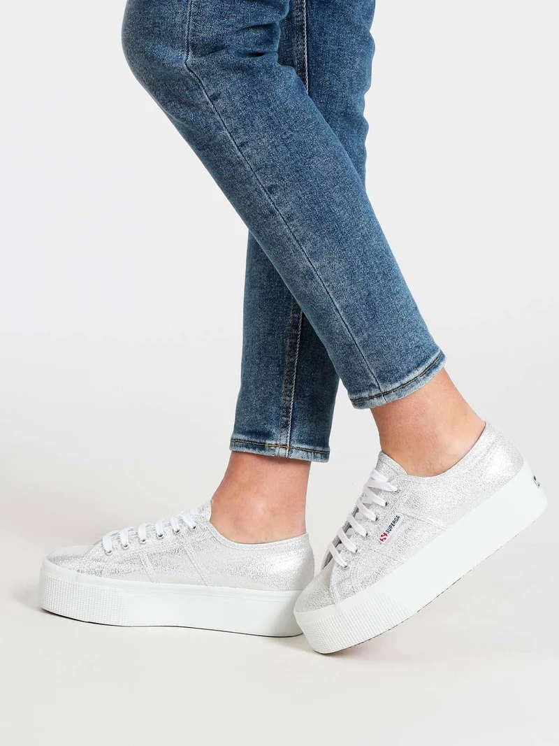 Scarpe in tela donna con platform 2790 LAME - argento