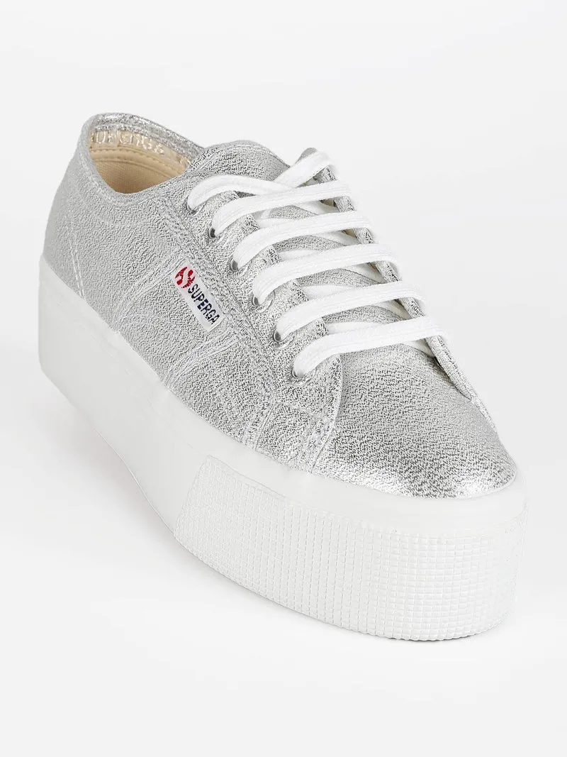 Scarpe in tela donna con platform 2790 LAME - argento