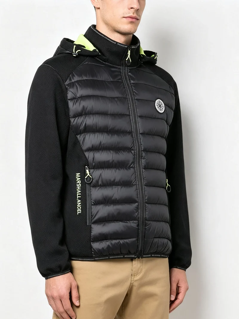 Giubbino da uomo impermeabile con cappuccio e zip - nero