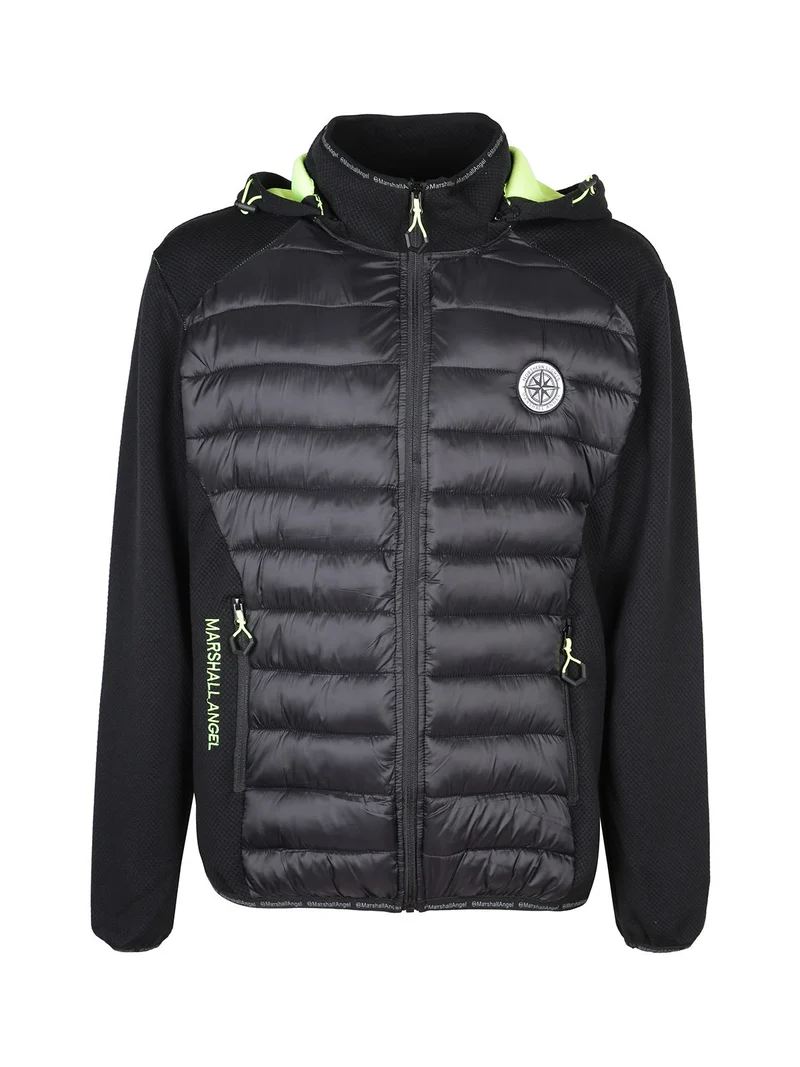 Giubbino da uomo impermeabile con cappuccio e zip - nero