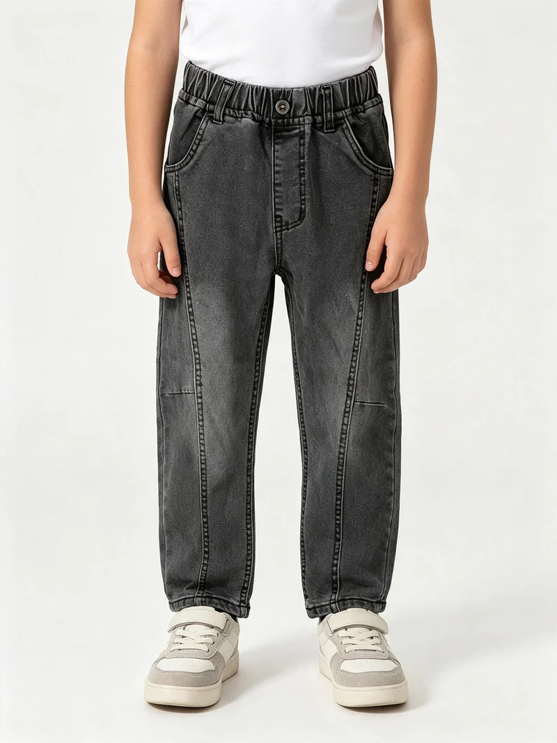 Jeans da bambino con elastico in vita - grigio scuro