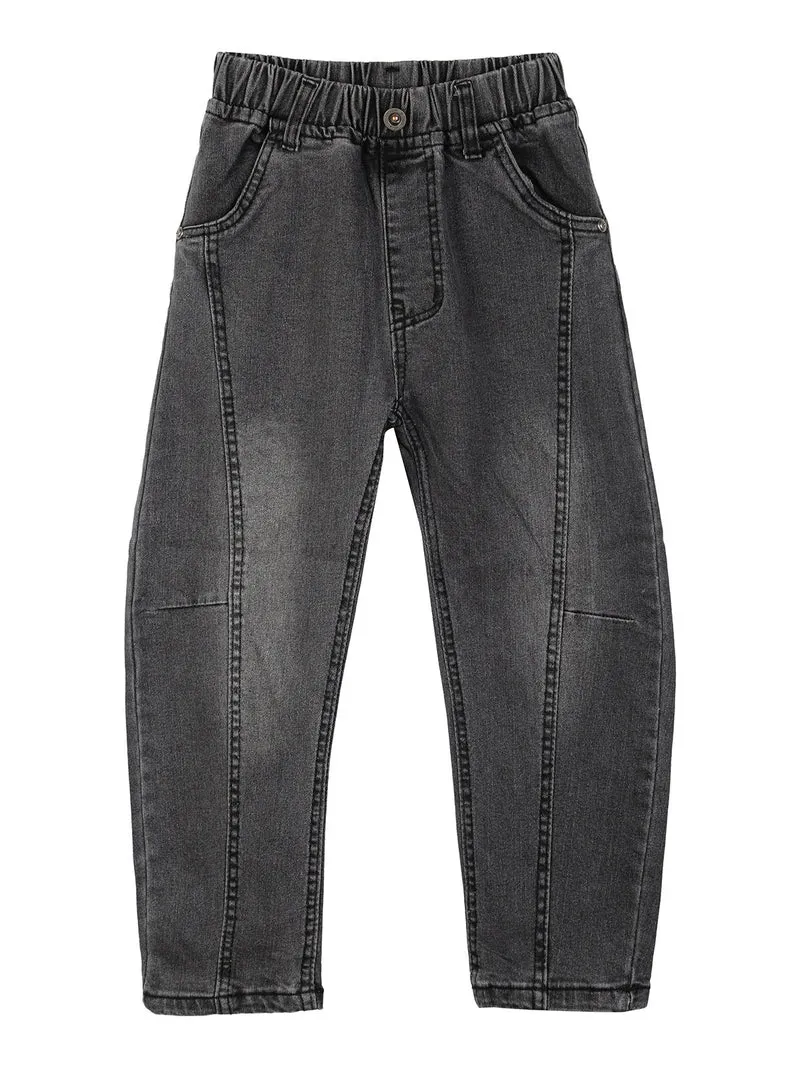 Jeans da bambino con elastico in vita - grigio scuro