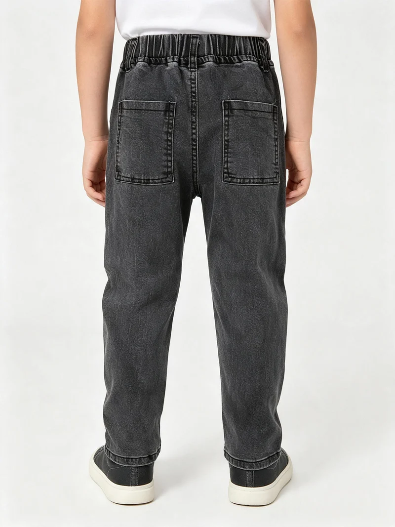 Jeans da bambino con elastico in vita - grigio scuro
