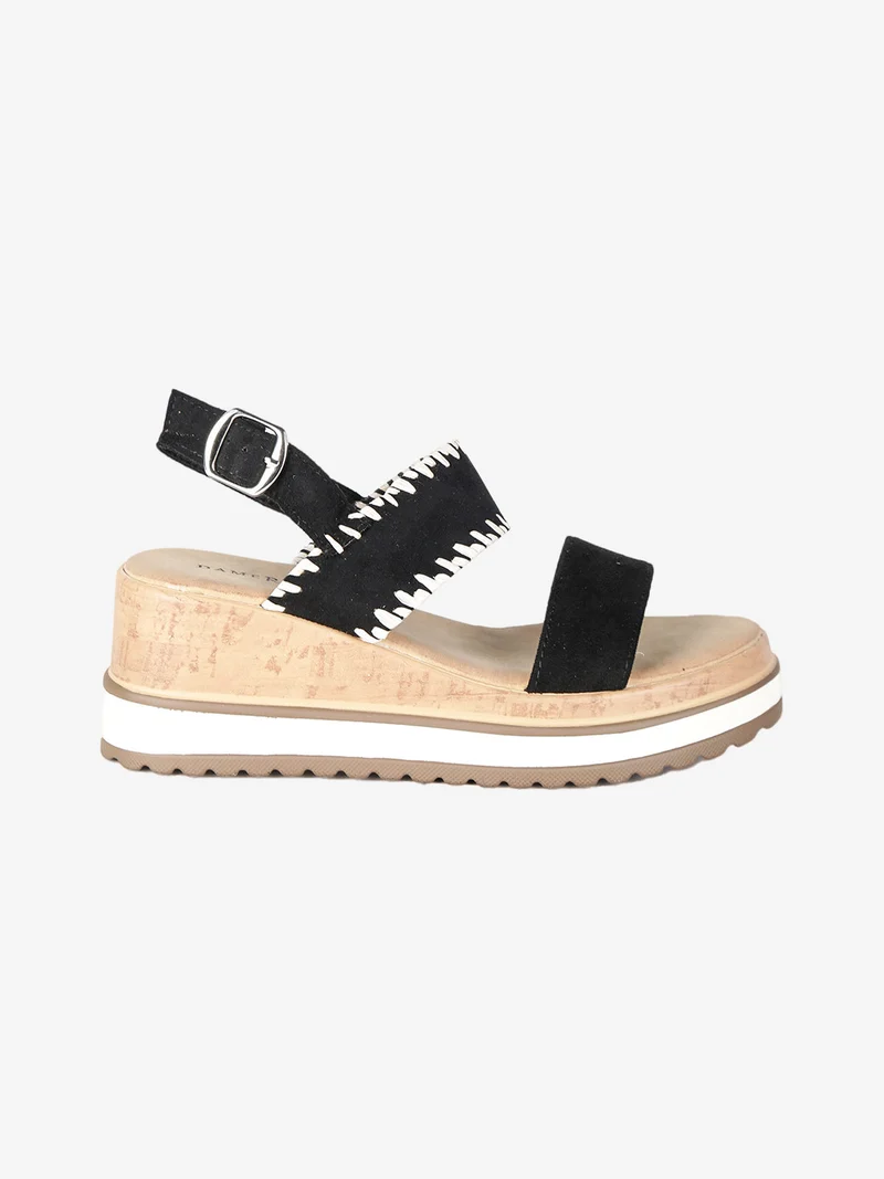 Sandali donna con zeppa e plateau - nero