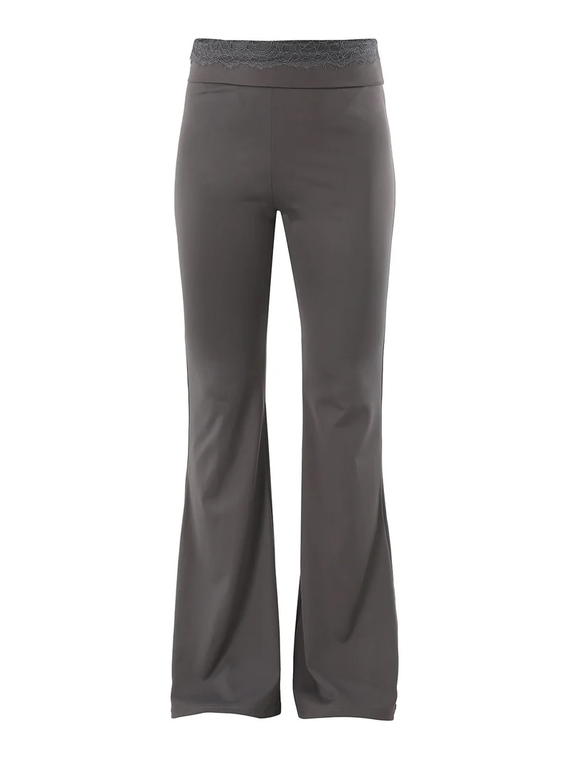 Pantaloni eleganti a zampa con pizzo in vita - grigio