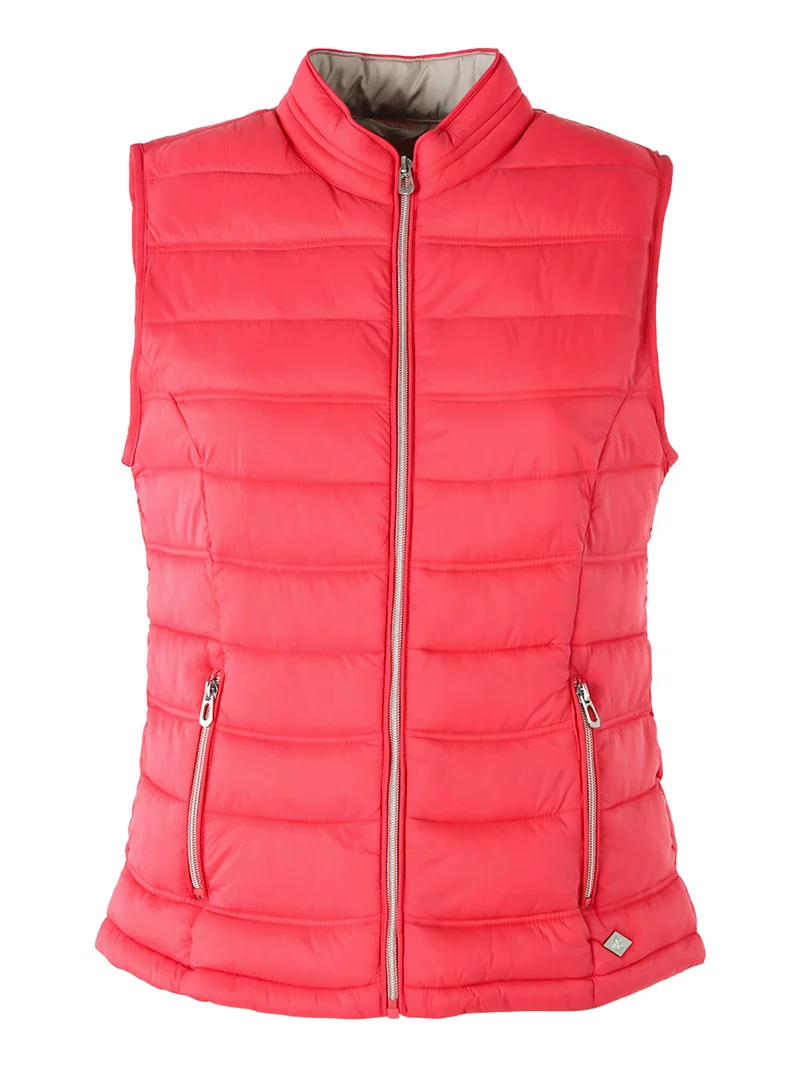 Gilet imbottito da donna con zip - fragola