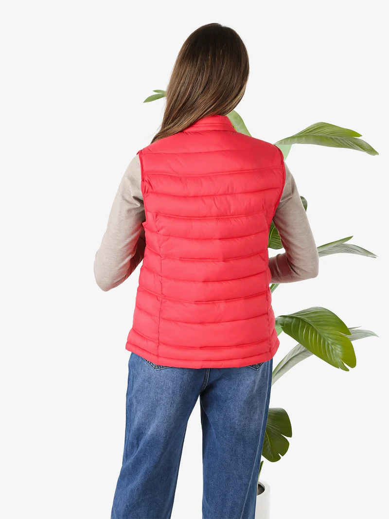 Gilet imbottito da donna con zip - fragola