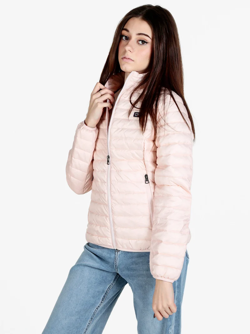 Piumino leggero da donna con cerniera - rosa