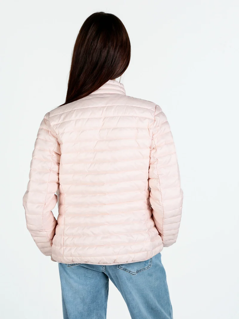 Piumino leggero da donna con cerniera - rosa