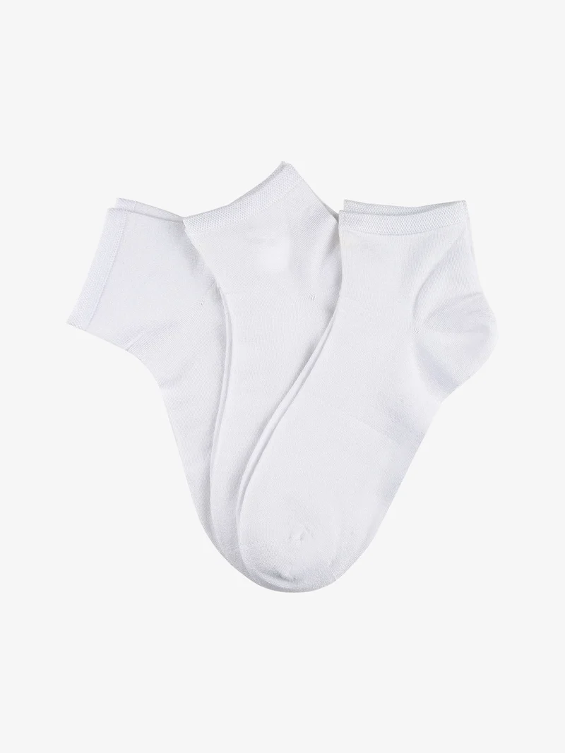 Confezione da 3 paia di calze corte da donna in bamboo - bianco