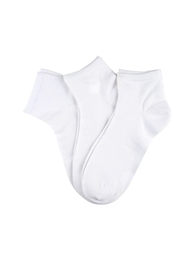 Confezione da 3 paia di calze corte da donna in bamboo - bianco