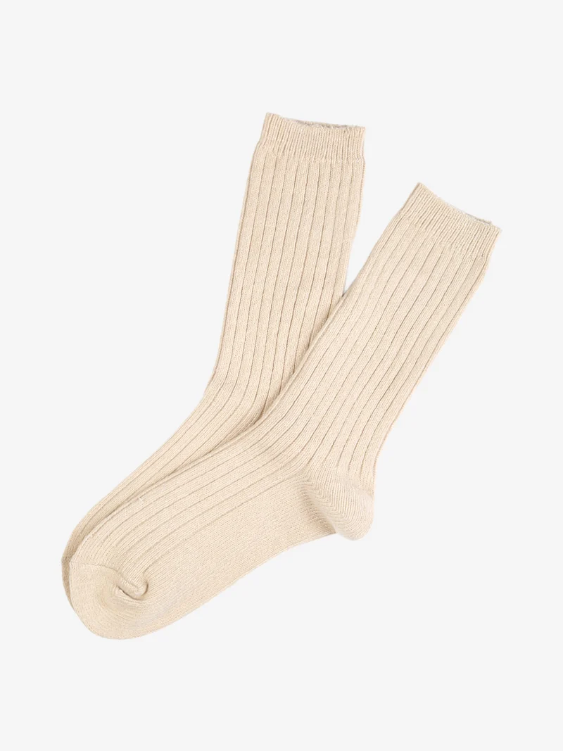 Calze midi da donna morbide a costine - beige