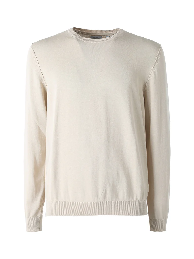 Pullover girocollo da uomo in cotone - beige