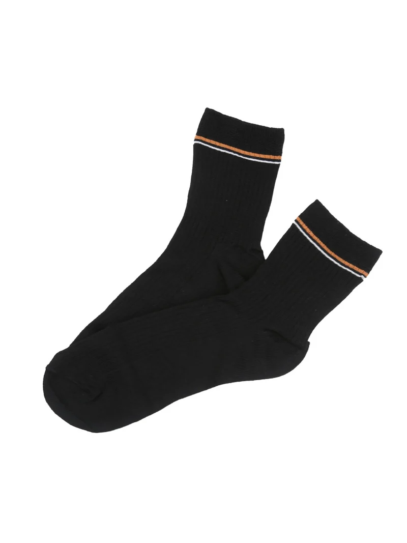 Calze donna midi a costine - nero