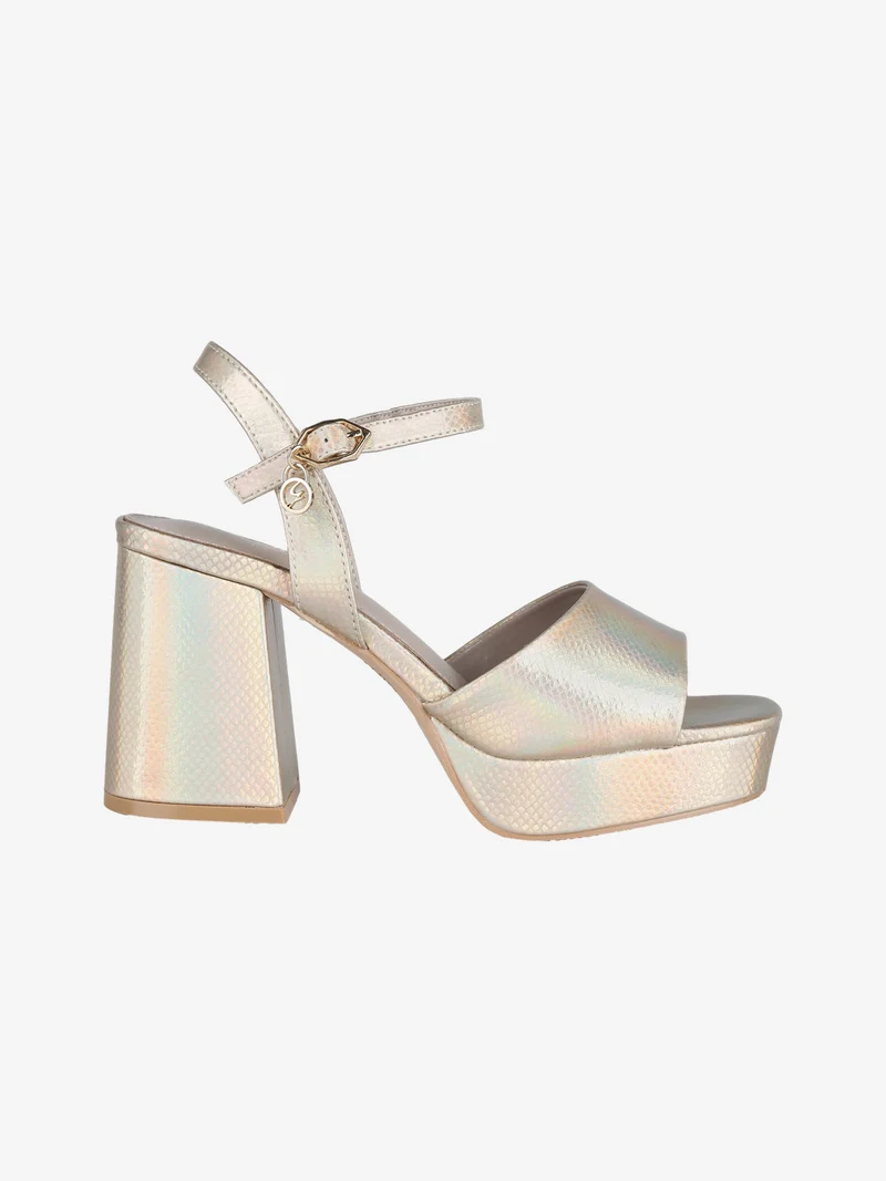 Sandali donna lucidi con tacco - oro