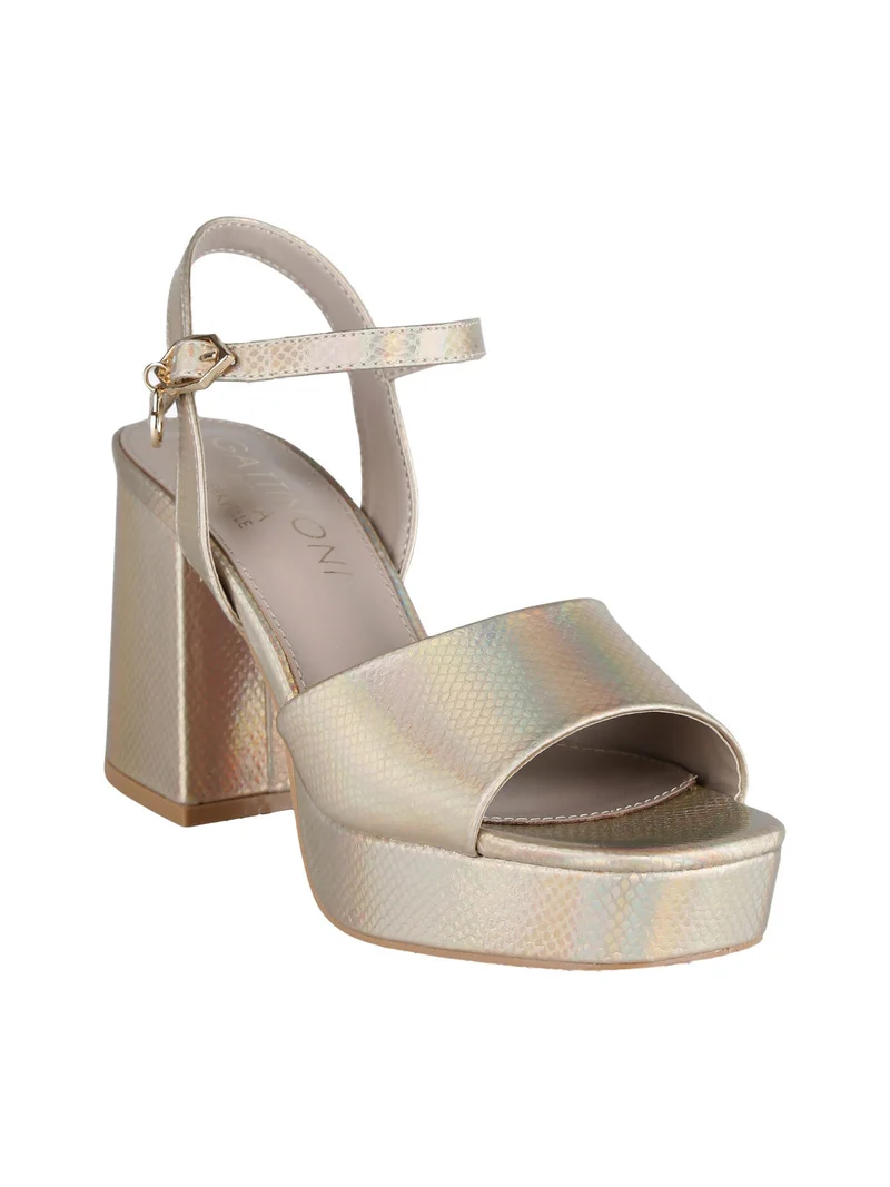 Sandali donna lucidi con tacco - oro