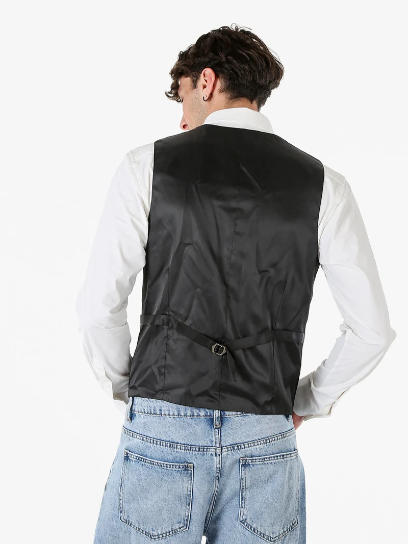 Gilet classico da uomo con chiusura a doppiopetto - nero