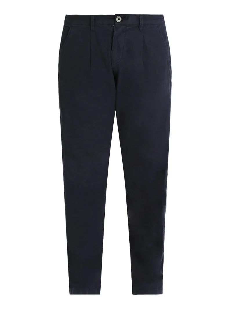 Pantaloni uomo misto lino - blu scuro