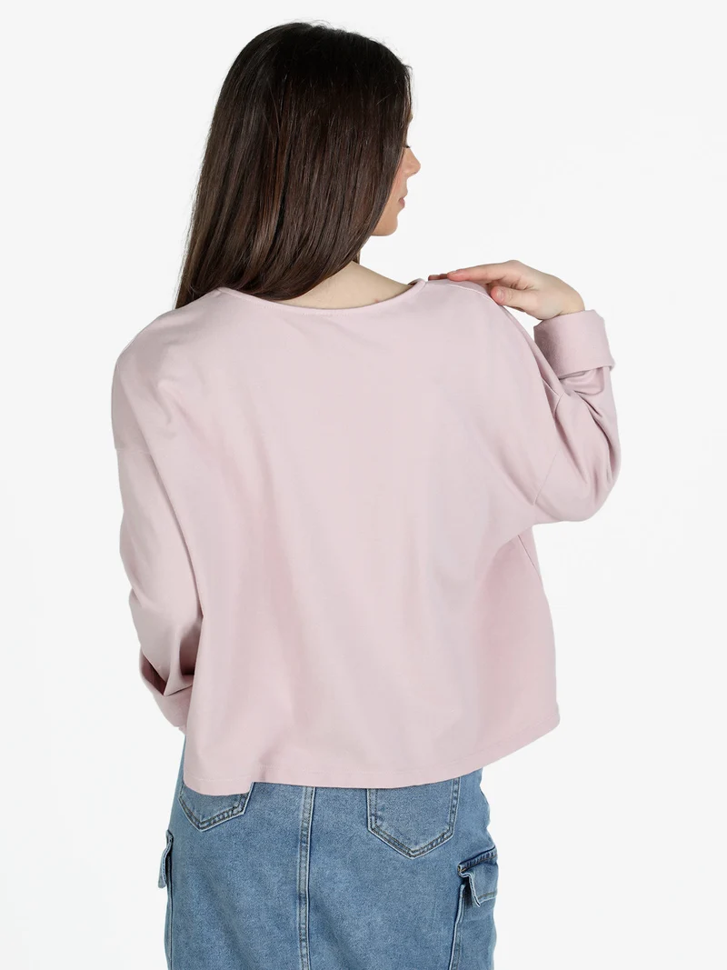T-shirt cropped da donna con tasca - rosa