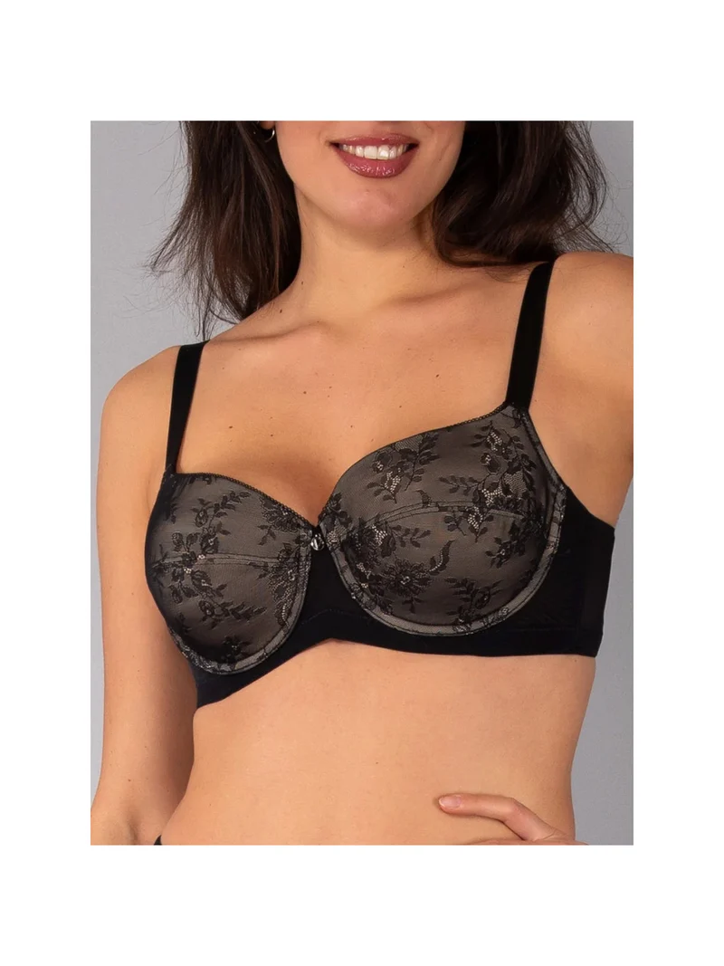 DR14C Reggiseno donna imbottito con ferretto e coppa C preformata - nero