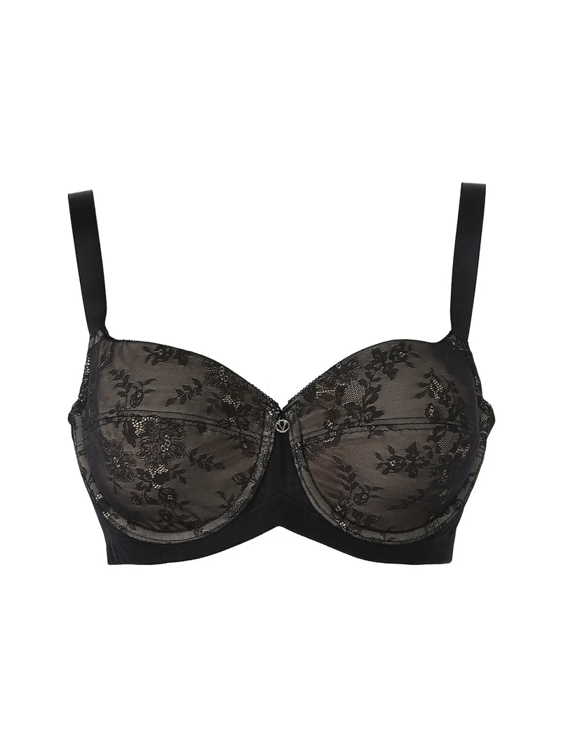 DR14C Reggiseno donna imbottito con ferretto e coppa C preformata - nero