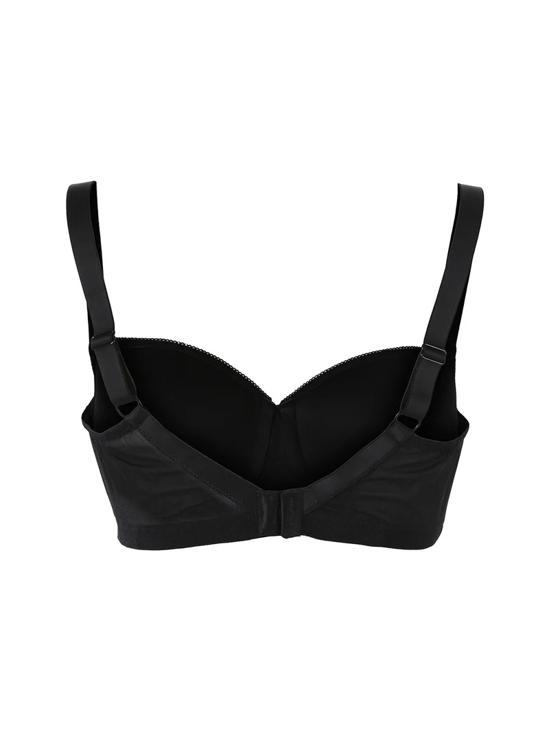 DR14C Reggiseno donna imbottito con ferretto e coppa C preformata - nero