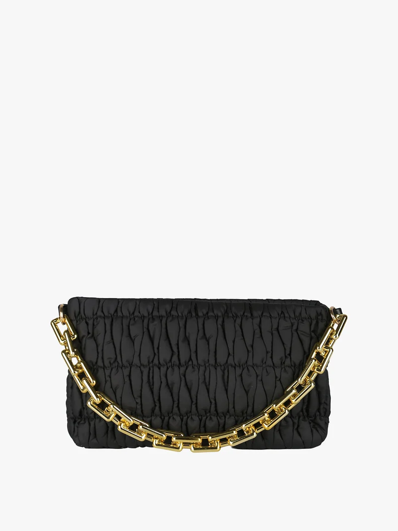 Borsa donna trapuntata con tracolla - nero