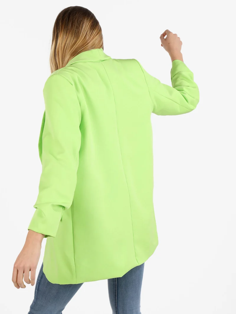 Blazer donna aperto con maniche arricciate - verde chiaro