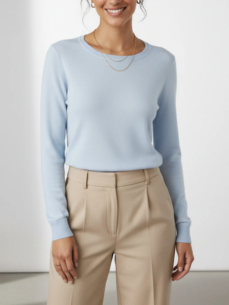Maglia girocollo da donna - azzurro