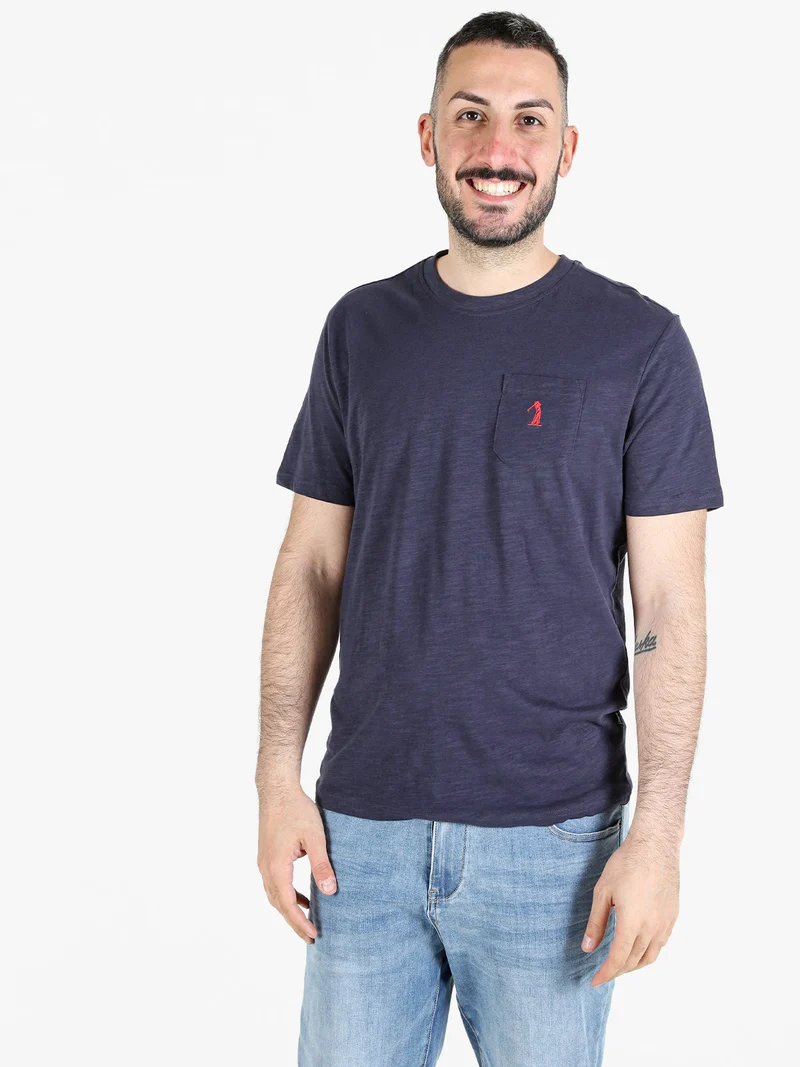 T-shirt uomo in cotone con taschino - blu scuro
