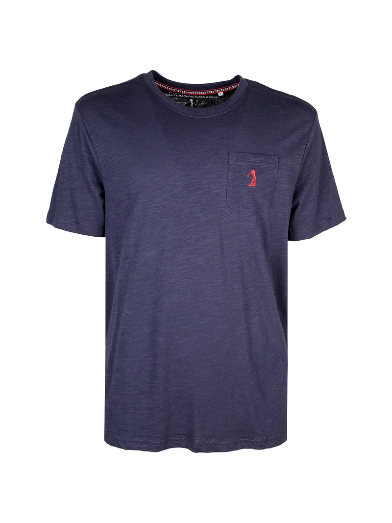 T-shirt uomo in cotone con taschino - blu scuro