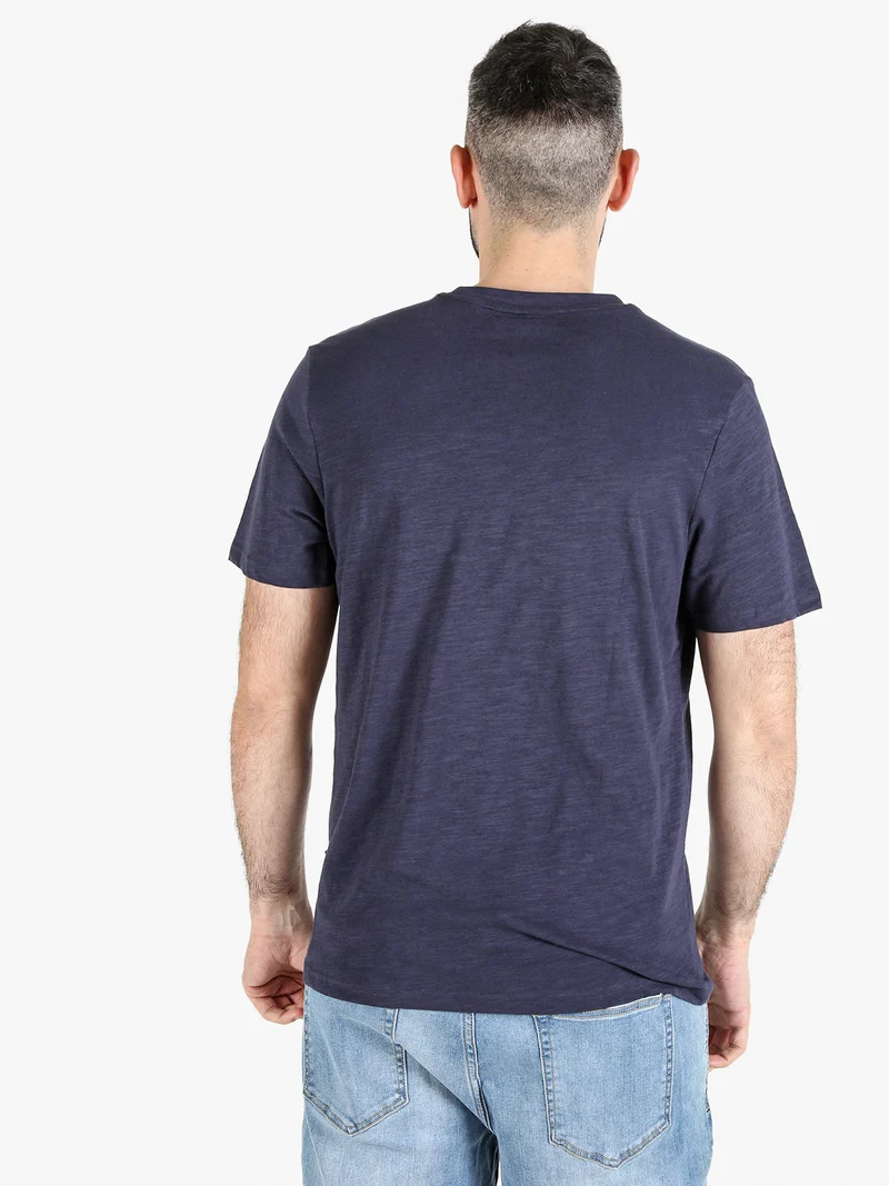 T-shirt uomo in cotone con taschino - blu scuro
