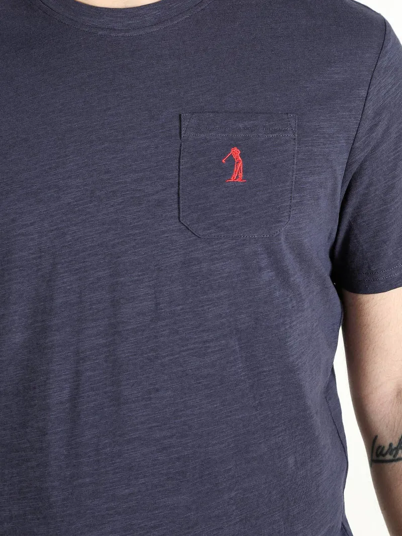 T-shirt uomo in cotone con taschino - blu scuro