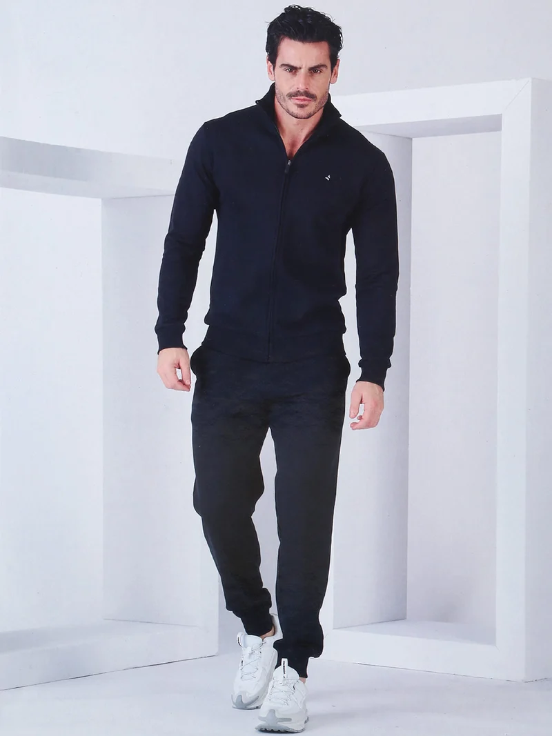 Completo tuta da uomo 2 pezzi con zip in caldo cotone - blu scuro