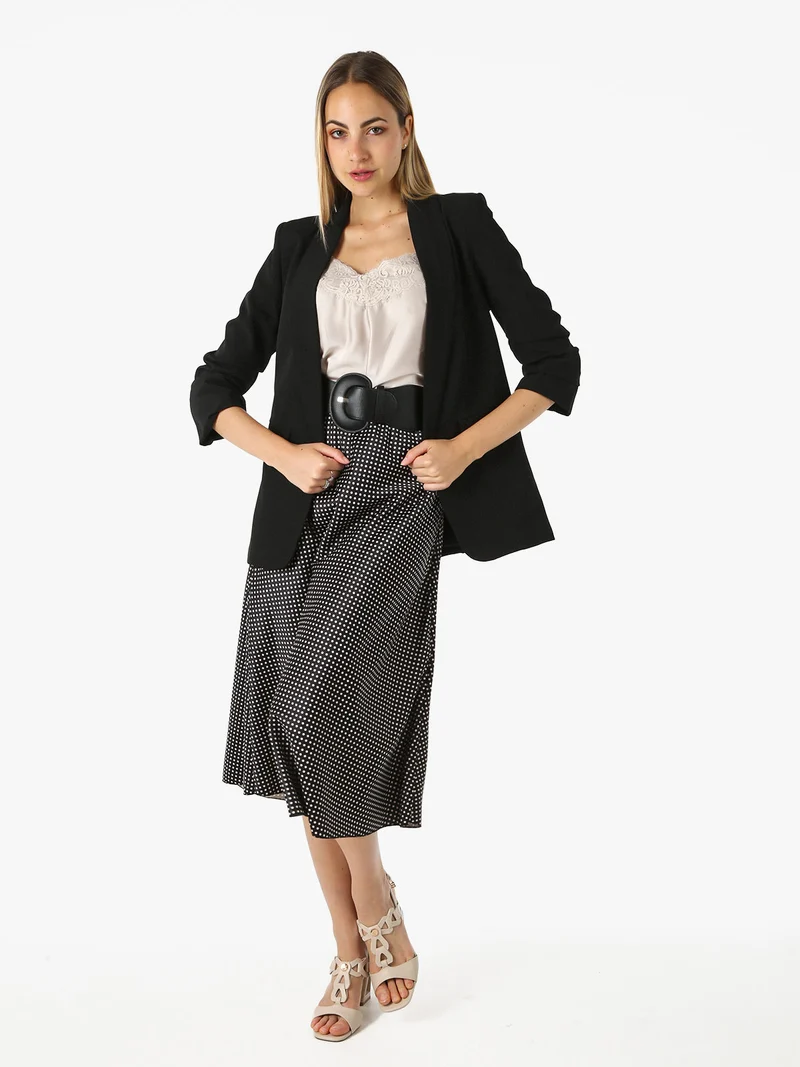 Blazer donna aperto con maniche arricciate - nero