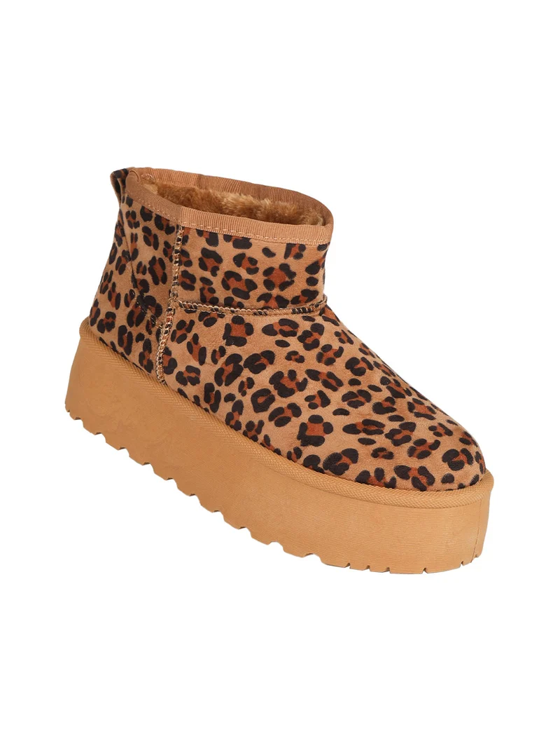 Stivaletti donna pelosi con platform - multicolore