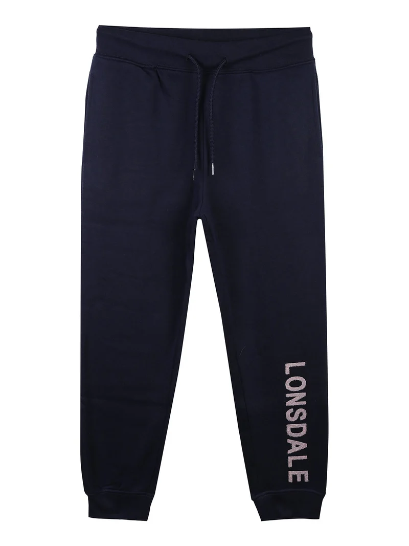 Pantaloni tuta da ragazza felpati con scritta - blu scuro