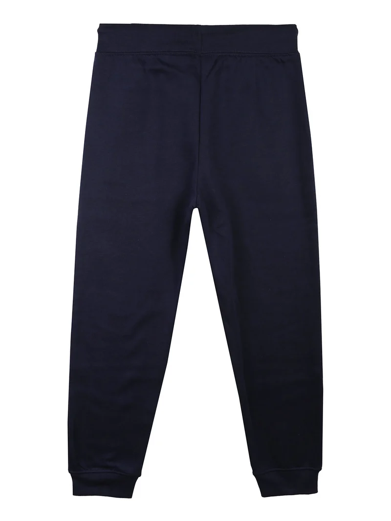 Pantaloni tuta da ragazza felpati con scritta - blu scuro