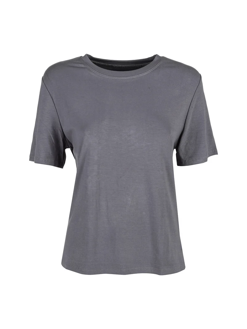 T-shirt girocollo da donna - grigio scuro