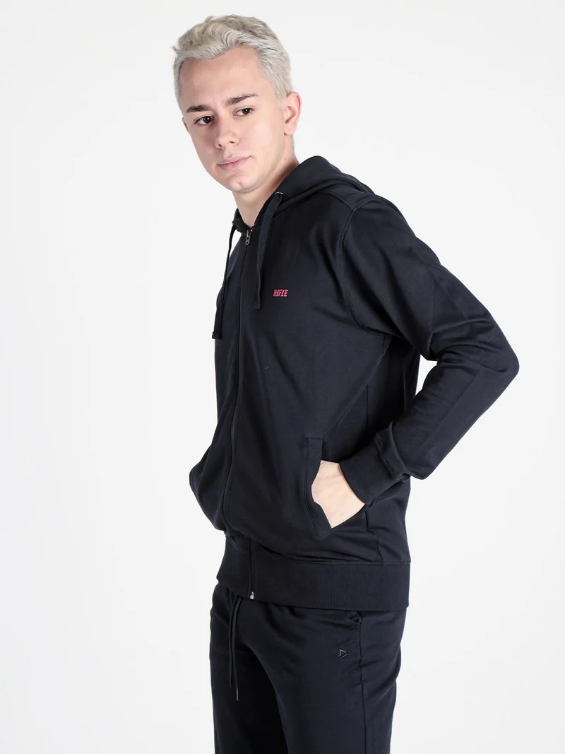 Felpa da uomo con cappuccio e zip - blu scuro