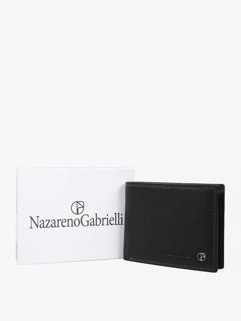 Portafoglio in pelle da uomo - nero