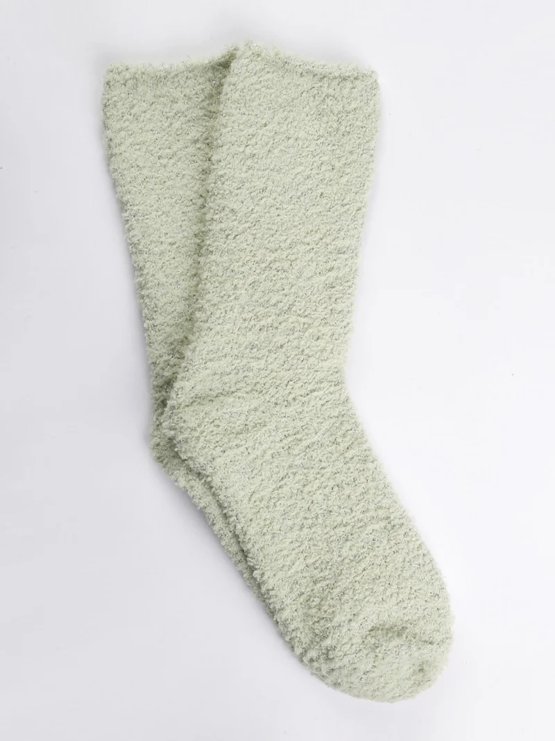 Calze donna in ciniglia con lurex - verde chiaro
