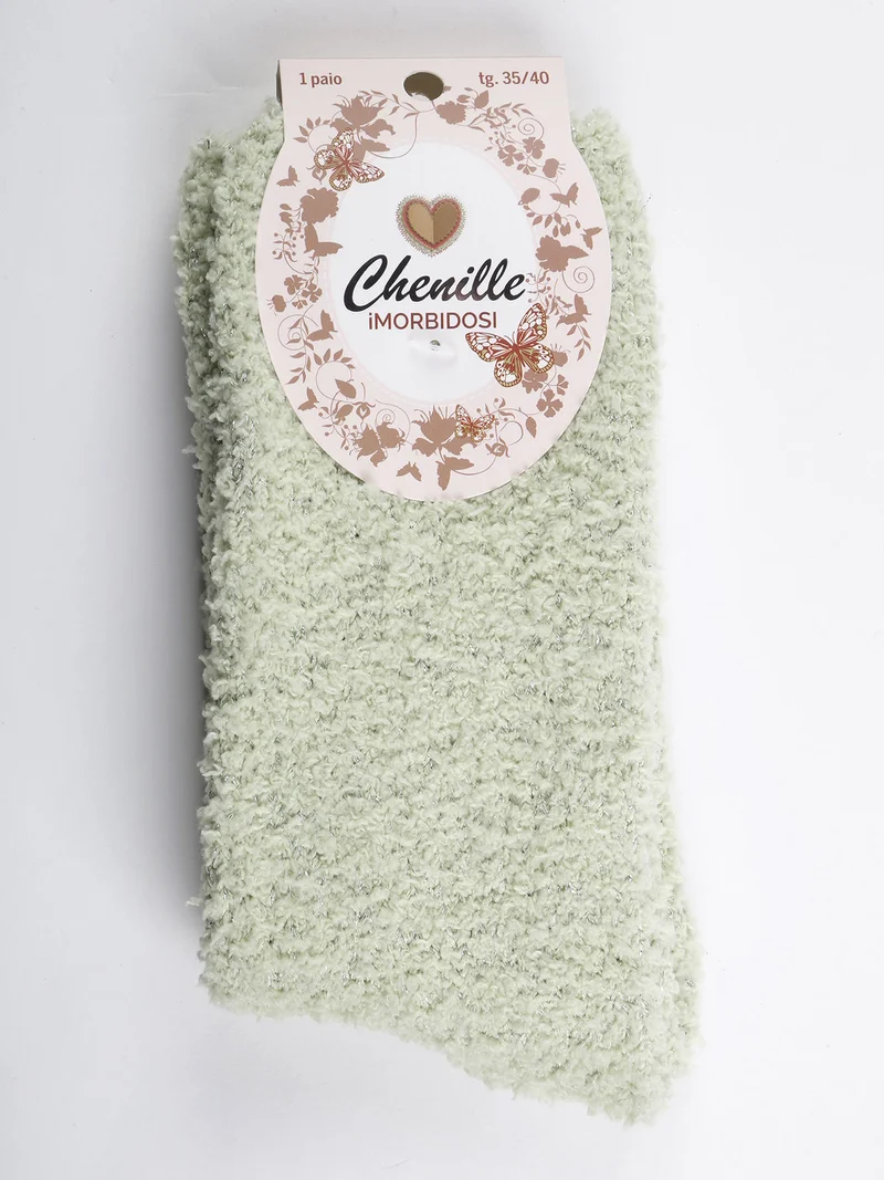 Calze donna in ciniglia con lurex - verde chiaro